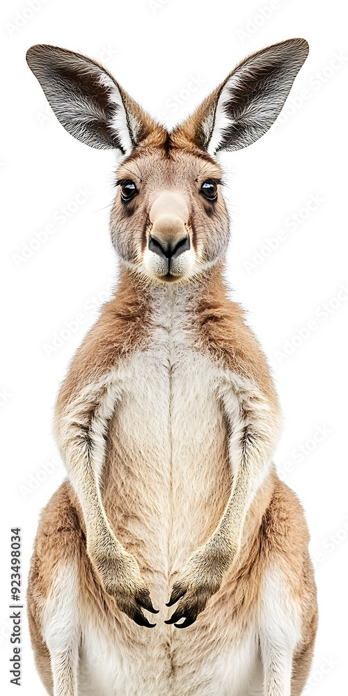 Portrait of a kangaroo full body, standing front view, isolated on white Portrait of a kangaroo full body, standing front view, isolated on white