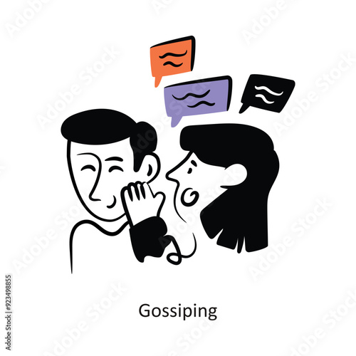 Gossiping filled outline Style Design Vector Stock illustration. 