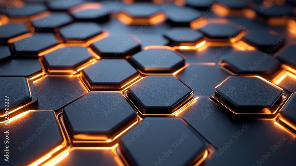 Abstract Hexagon Pattern with Glowing Edges Abstract Hexagon Pattern with Glowing Edges