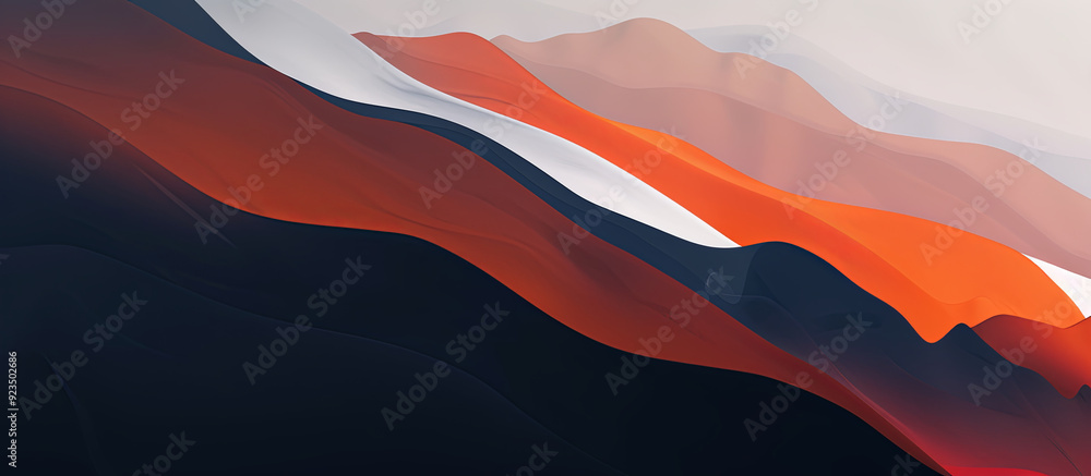 Minimalist abstract design with blurred red, orange, and navy blue gradients, featuring smooth curves and grainy textures, resembling mountain peaks, in a high-resolution, modern, and elegant style wi Minimalist abstract design with blurred red, orange, and navy blue gradients, featuring smooth curves and grainy textures, resembling mountain peaks, in a high-resolution, modern, and elegant style wi