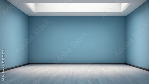 Minimalistic Blue Background with Built-In Lighting and Smooth Floor