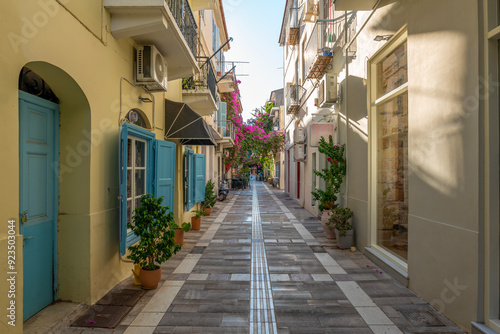 Fototapeta Naklejka Na Ścianę i Meble -  greece old capital nafplion streets shops churches castle and colorful houses quiet hours tourist destination