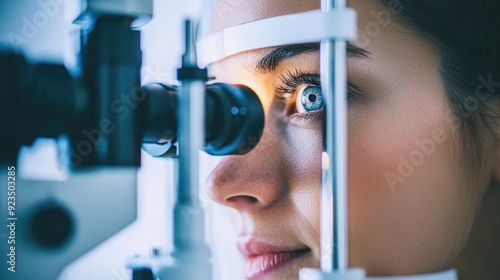 Obraz na płótnie Professional Ophthalmologist Performing Comprehensive Eye Examination in Clinic w salonie
