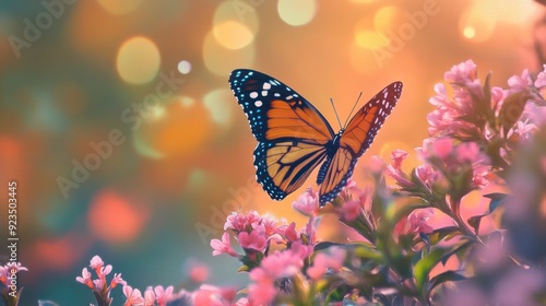 Wallpaper Mural Close-up of a butterfly sitting on a flower s on abstract sunny natural background Torontodigital.ca