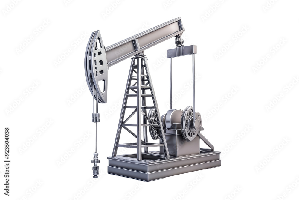 3D illustration of an industrial oil pump jack isolated on a transparent background. used for drilling and extracting oil resources. 3D illustration of an industrial oil pump jack isolated on a transparent background. used for drilling and extracting oil resources.
