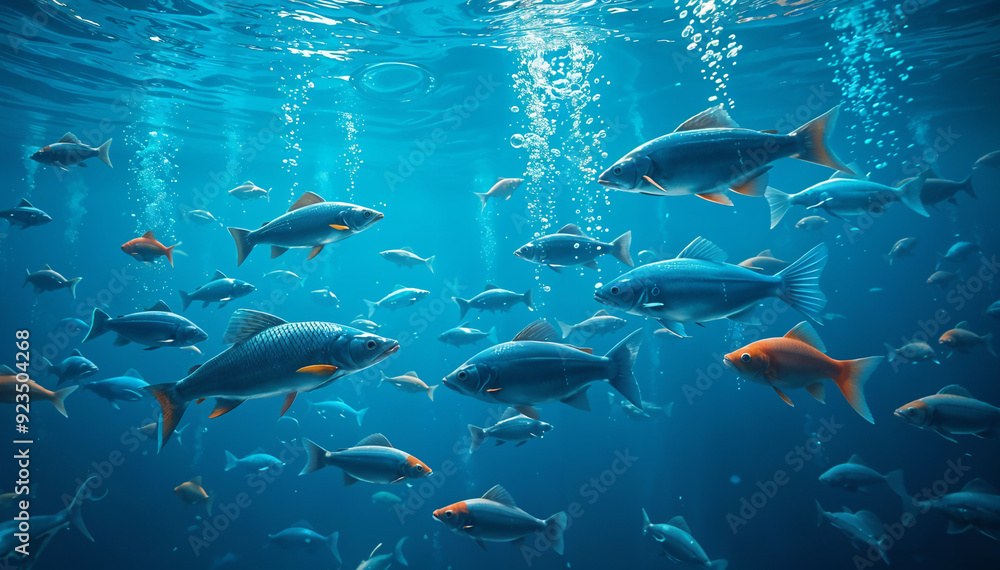 Fototapeta premium Fish Swimming Ocean and AquariumScuba Diving Underwater Marine Wildlife