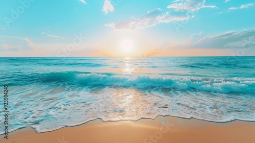 Sunny beach with gentle ocean waves