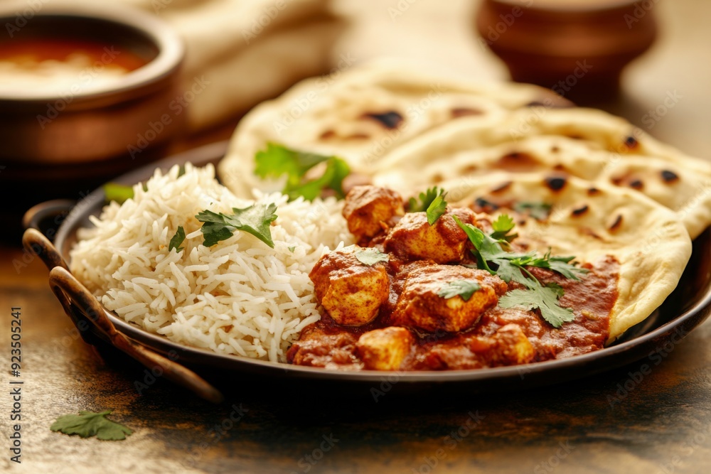chicken tikka masala with basmathi rice and naan bread chicken tikka masala with basmathi rice and naan bread