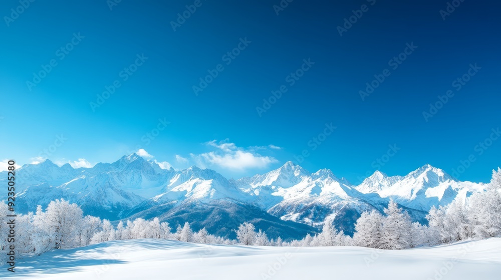 Snowy Mountain Landscape with Clear Blue Sky Snowy Mountain Landscape with Clear Blue Sky