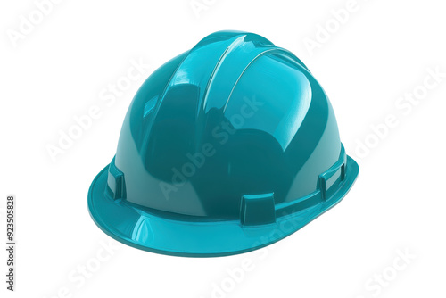 Close-up of a blue hard hat, symbolizing safety and protection, often used on construction sites and other hazardous work environments.