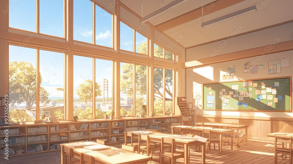 Bright primary school classrooms designed in a minimalist modern style Bright primary school classrooms designed in a minimalist modern style