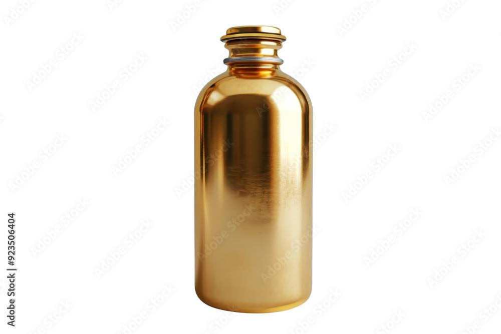 Elegant golden bottle with screw cap on transparent background. Perfect for luxury product packaging, cosmetics, and elegant design concepts. Elegant golden bottle with screw cap on transparent background. Perfect for luxury product packaging, cosmetics, and elegant design concepts.