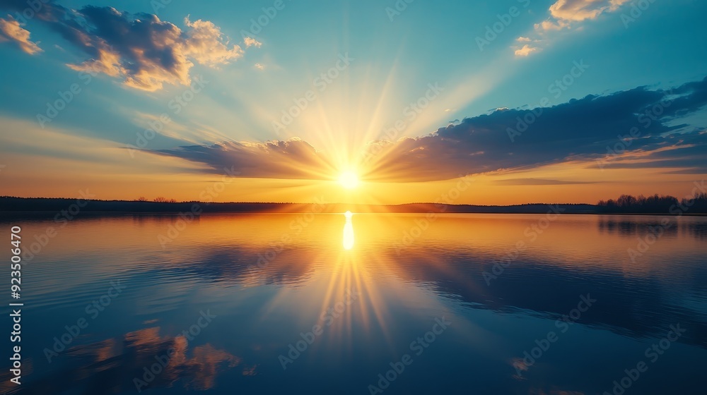 Sunrise Over Calm Lake with Vibrant Sky Sunrise Over Calm Lake with Vibrant Sky