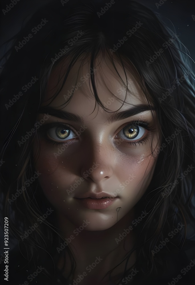 image of a woman's face in the darkness image of a woman's face in the darkness