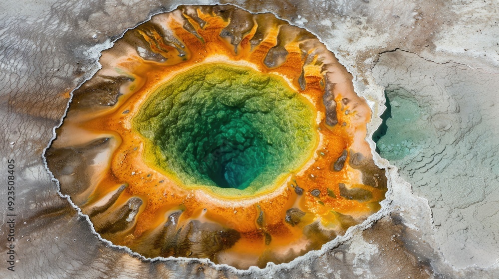 Vibrant Aerial View of Colorful Hot Spring in Yellowstone National Park Vibrant Aerial View of Colorful Hot Spring in Yellowstone National Park