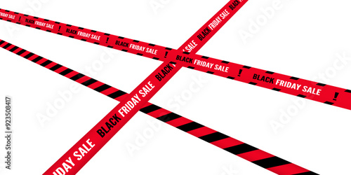 Black Friday ribbon on transparent background. Crossed ribbons. Vector for black friday promotion.