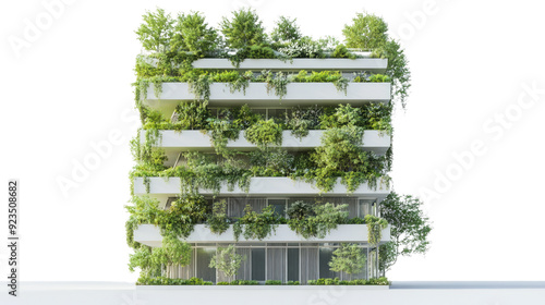 modern green building transparent background photo