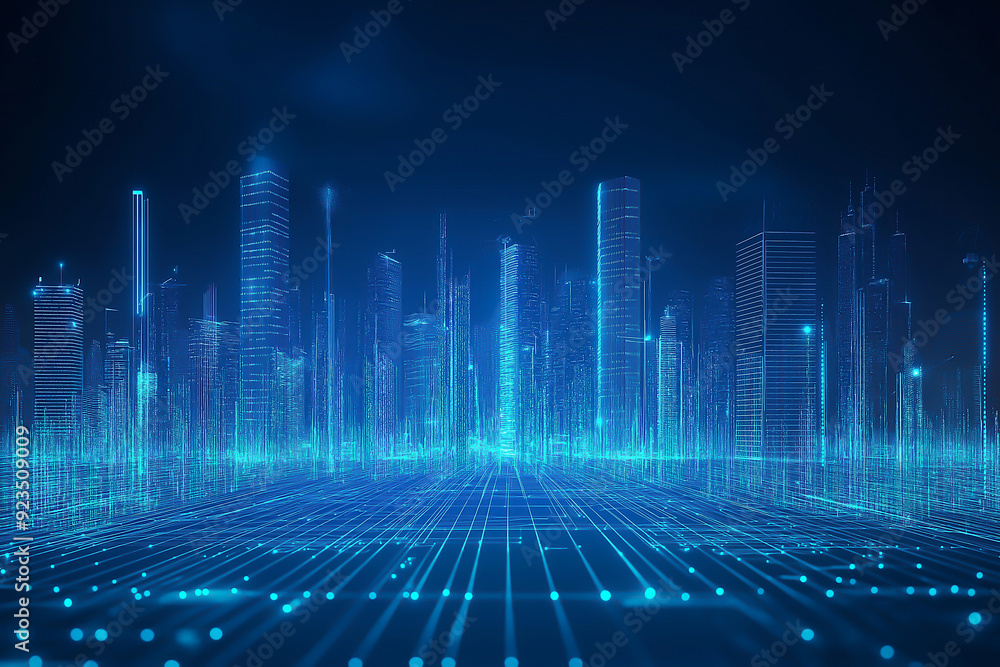 Abstract blue lines on a technology and ciyscape background for presentations or futuristic web design concepts, high resolution Abstract blue lines on a technology and ciyscape background for presentations or futuristic web design concepts, high resolution