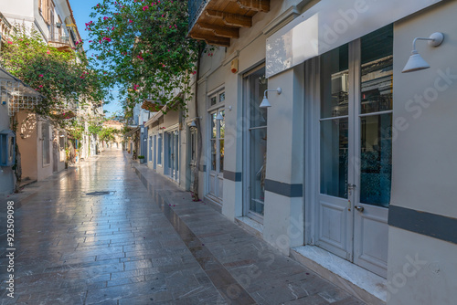 Fototapeta Naklejka Na Ścianę i Meble -  greece old capital nafplion streets shops churches castle and colorful houses quiet hours tourist destination