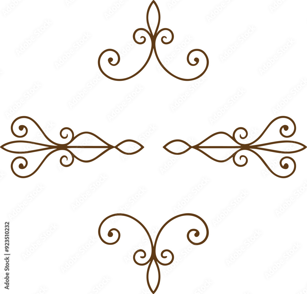 Dividers thin line elements set. Border underline for text page, book, invitation, wedding card, certificate, menu Dividers thin line elements set. Border underline for text page, book, invitation, wedding card, certificate, menu