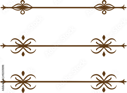 Dividers thin line elements set. Border underline for text page, book, invitation, wedding card, certificate, menu