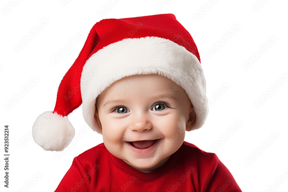 Baby wearing a santa hat. Portrait of a happy cute baby Baby wearing a santa hat. Portrait of a happy cute baby