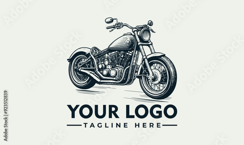 Vector logo motorcycle detailed drawing motorcycle detailed drawing suitable for motorcycle enthusiasts, tattoo designs, posters, and retrothemed projects. Classic and intricate design