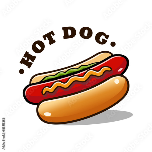 Delicious hotdog logo icon vector illustration template simple emblem in white background photo