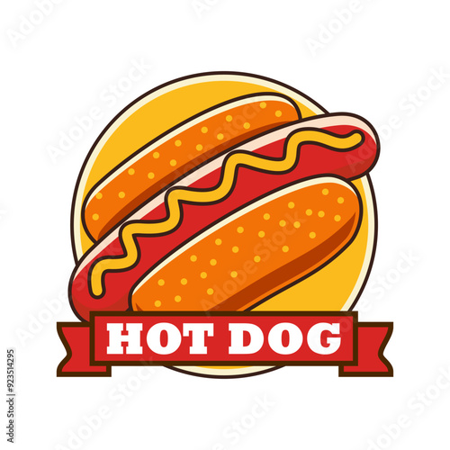 Hot dog logo vector icon emblem illustration template in circle