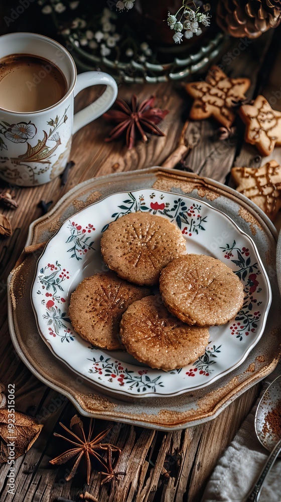 custom made wallpaper toronto digitalSpeculoos with a cup of coffee close-up. AI generated illustration