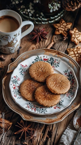 Wallpaper Mural Speculoos with a cup of coffee close-up. AI generated illustration Torontodigital.ca