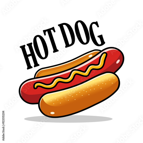 Hotdog logo design vector illustration template with shadow