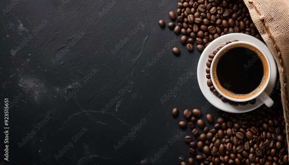 cup of coffee and coffee beans in a sack_8 Generative AI cup of coffee and coffee beans in a sack_8 Generative AI