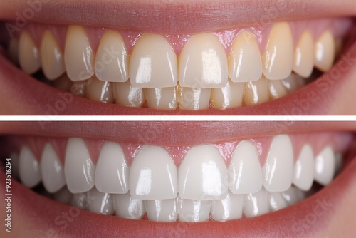 Before and After Photos of Teeth Whitening Treatment Showing Significant Improvement