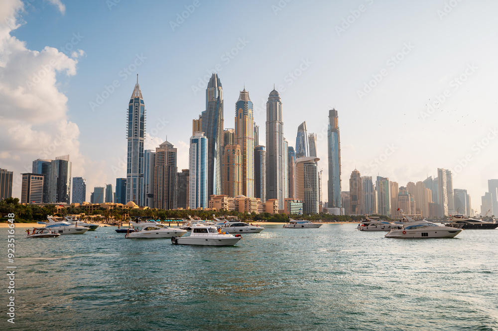 Yacht haven: Dubai Marina's dazzling skyline amidst a sea of luxury