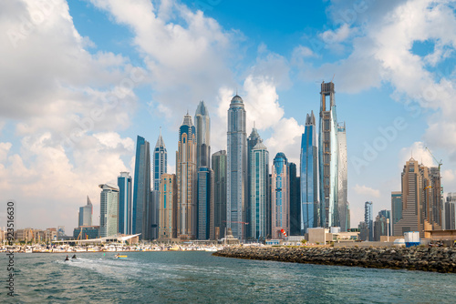Photography Majestic Dubai seascape: Yachting along Dubai Marina's skyline in UAE