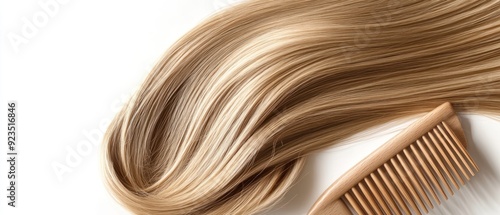 Wallpaper Mural Blonde Hair and Wooden Comb on White Background Torontodigital.ca