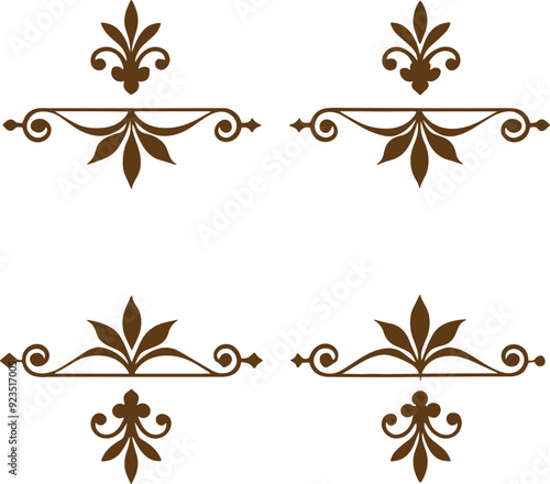 Dividers thin line elements set. Border underline for text page, book, invitation, wedding card, certificate, menu