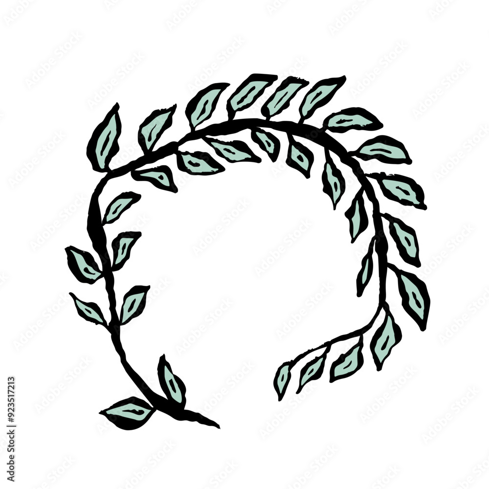 Inky abstract leaves sketch isolated on white. Black line art of minimalist doodle floral. Hand drawn botanical illustration Inky abstract leaves sketch isolated on white. Black line art of minimalist doodle floral. Hand drawn botanical illustration