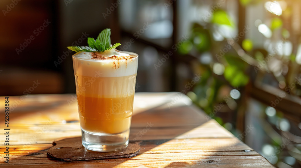 cheese milk tea beverage on cafe with copy space cheese milk tea beverage on cafe with copy space
