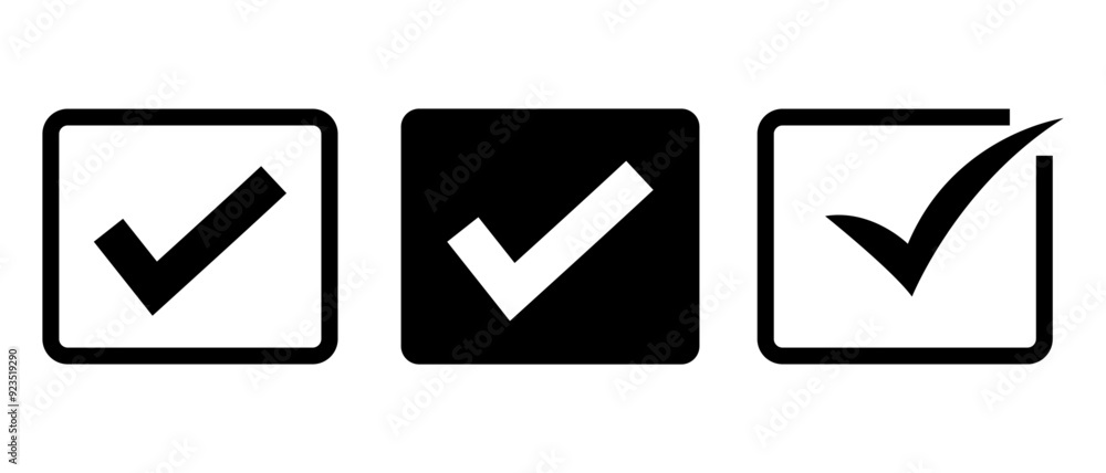 Vector check mark icons. A check mark icon indicates that the task has been completed or that the task has been approved for completion. Black checkbox Vector check mark icons. A check mark icon indicates that the task has been completed or that the task has been approved for completion. Black checkbox