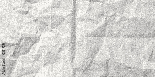 Abstract textured background, dusty gritty crumpled paper, notebook checkered sheet. Grunge style overlay, banner template.