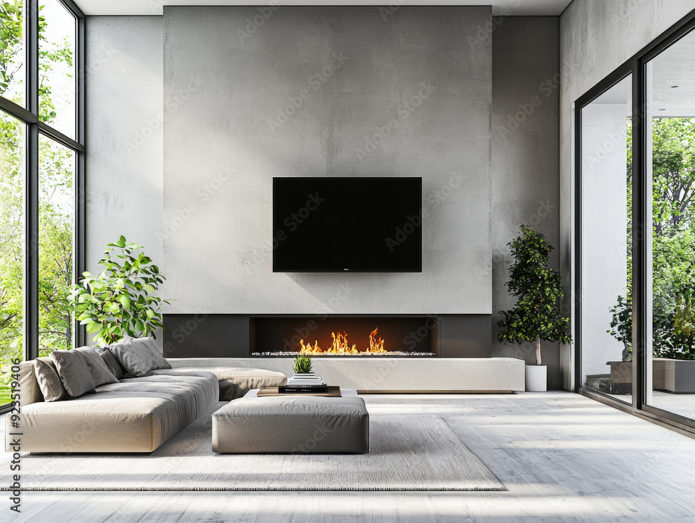 modern living room with TV and sofa modern living room with TV and sofa