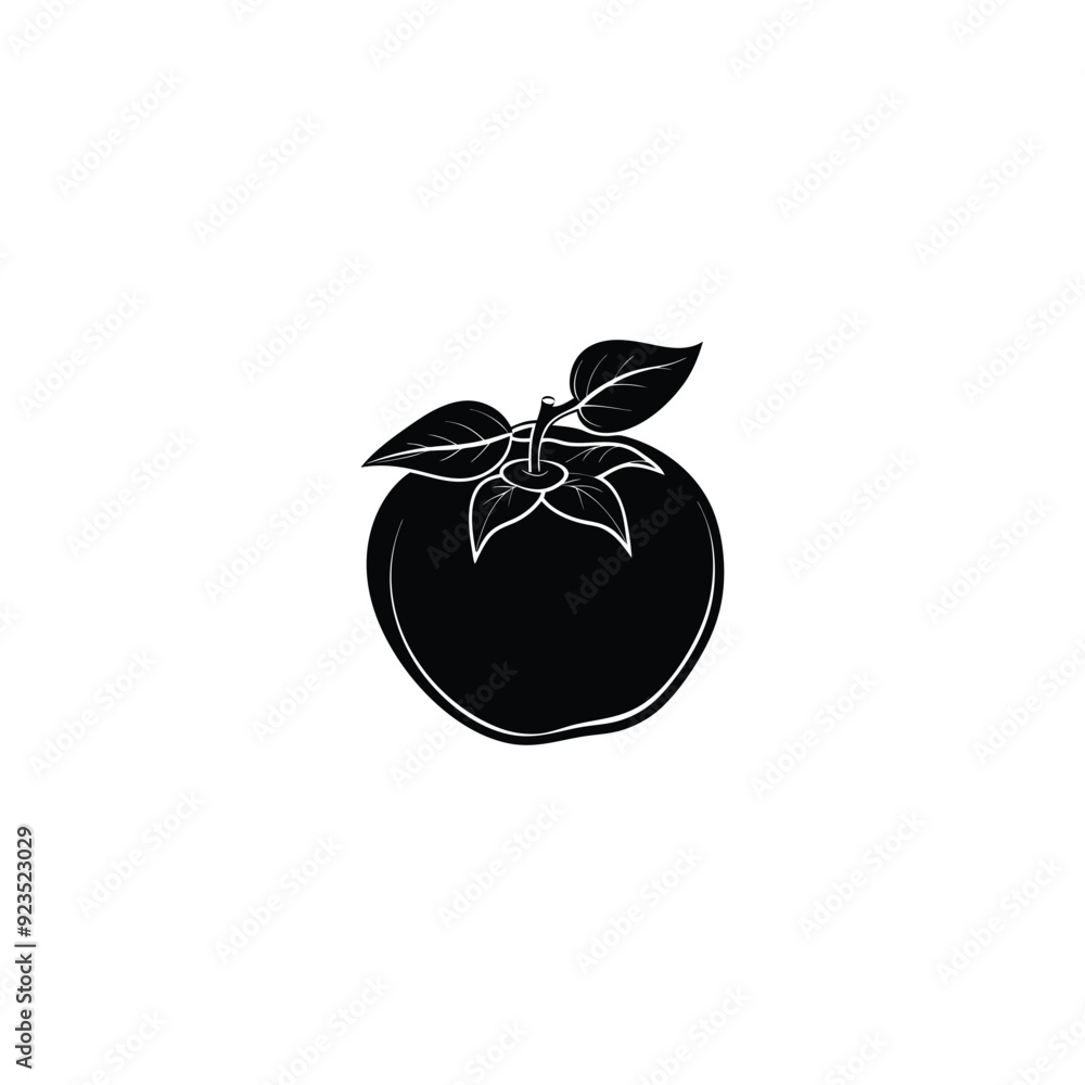 Persimmon in black simple silhouette Persimmon in black simple silhouette