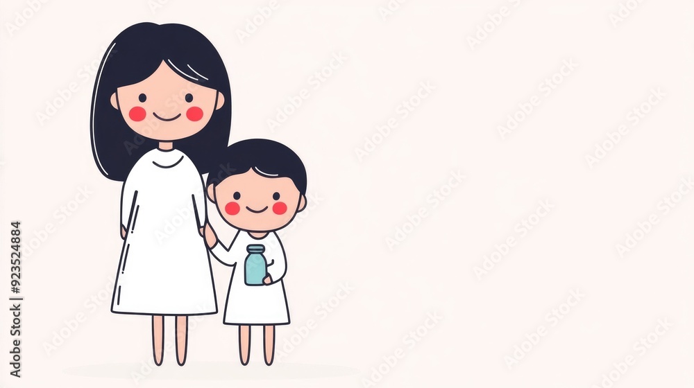Minimalist Stick Figure of a Mother Holding a Baby Bottle Isolated on a Clean White Background Concept of Parenting Childcare and Nurturing Minimalist Stick Figure of a Mother Holding a Baby Bottle Isolated on a Clean White Background Concept of Parenting Childcare and Nurturing