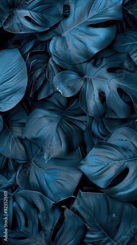 dark blue tropical rainforest leaves 