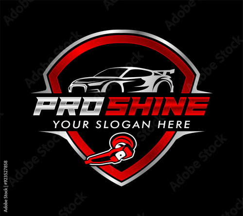 car detailing service logo emblem design template shiny car polish