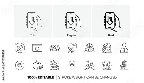 Return package, Laureate and Destination flag line icons. Pack of Grow plant, Recovery internet, Download app icon. Human, Tomato, Fireworks rocket pictogram. Court jury, Diesel station. Vector
