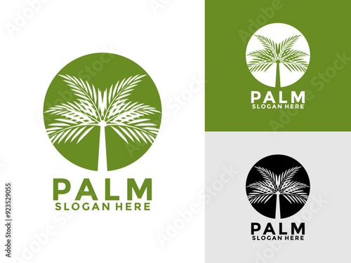 Palm tree logo design vector for your brand or business, Beach and island logo design vector design template