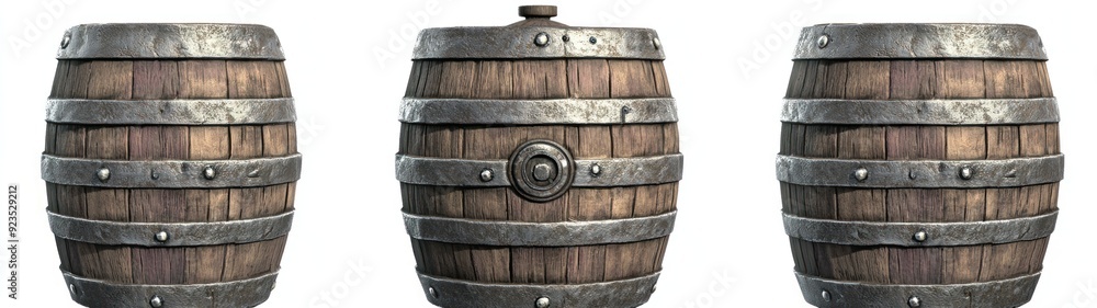 Wooden Barrel With Iron Bands and Spikes Wooden Barrel With Iron Bands and Spikes